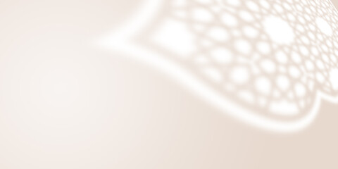 Abstract Arabesque shadow background with traditional ornament, ramadan islamic design. Beige...
