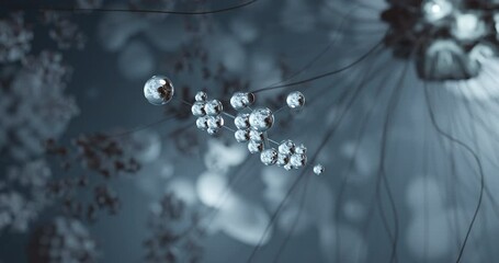 Chiniofon rotating 3d molecule, molecular structure of antiprotozoal agent, seamless video