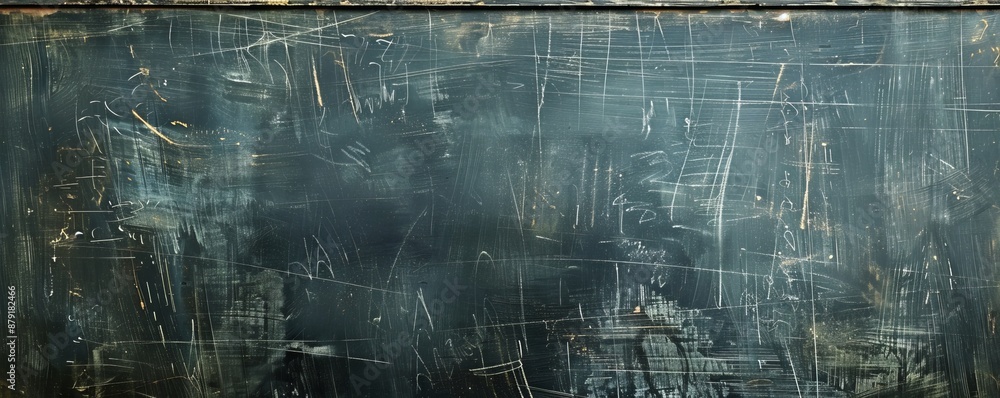 Poster aged chalkboard with erased chalk marks, creating a textured background perfect for educational them