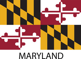 Maryland Flag, United States Flags, Black and White Image, Vector Image, Editable illustration, Geography, Learn US Flags
