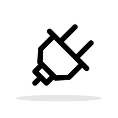 Electric plug icon. Black linear icon of an electric plug, representing energy and power. Vector illustration