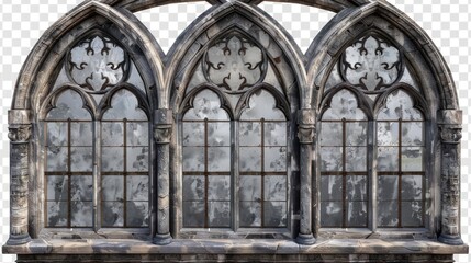 Fototapeta premium Gothic Stone Windows with Frosted Glass