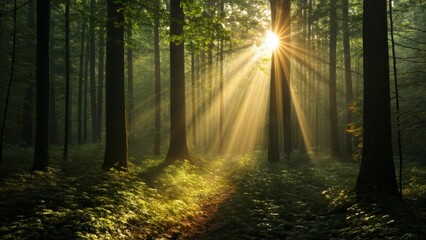 Obraz premium Sunlit path in a serene forest