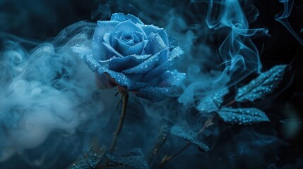 Mystical Blue Rose in Smoke