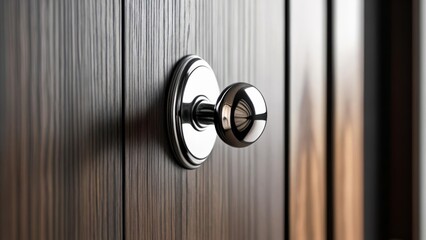  Modern door handle on sleek wooden door