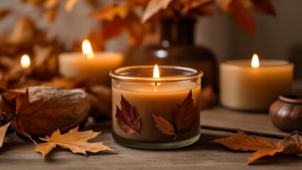  Autumn warmth with candlelight and leaves