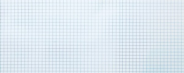 Blank sheet of graph paper with blue grid lines on white paper, useful as background for educational, scientific, mathematical, business or financial concepts