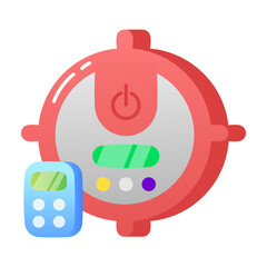 A robot vacuum flat style icon 