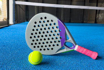 paddle tennis objects on artificial turf ready for tournament