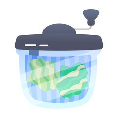A flat icon of a salad spinner 