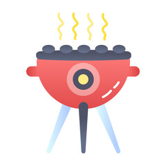 A bbq grill icon designed in flat style 