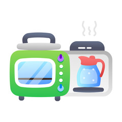 A flat icon of breakfast station 