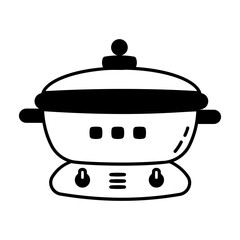 An electric wok icon designed in glyph style 