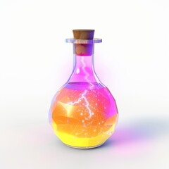 3D Render, Low Poly style of a glowing health potion, on isolated white background, Generative AI
