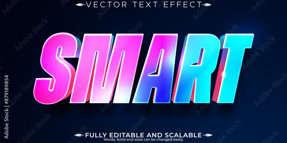 Wall mural smart text effect, editable holographic and futuristic customizable font style