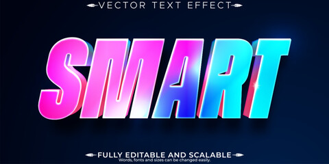 Smart text effect, editable holographic and futuristic customizable font style