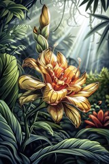 Golden Lily in the Jungle