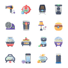 Pack of Household Accessories Flat Icons

