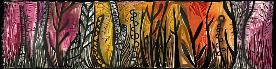 Colorful Abstract Floral Illustration: Ethereal Botanical Art for Mobile and Computer Wallpapers, Perfect for Indoor Design, Featuring Beautiful Natural Patterns and Abstract Scenic Art, High-Resoluti