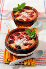 Custard with wild berries.