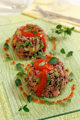 Three rices with vegetables.