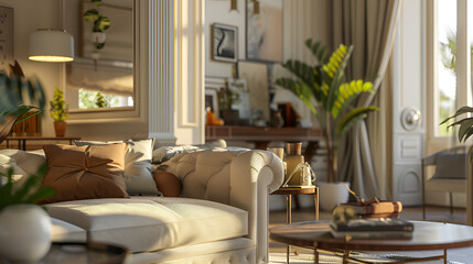 Sunlit Cozy Living Room with Elegant Decor
