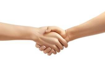 A professional handshake indicating a friendly greeting isolated on a transparent background