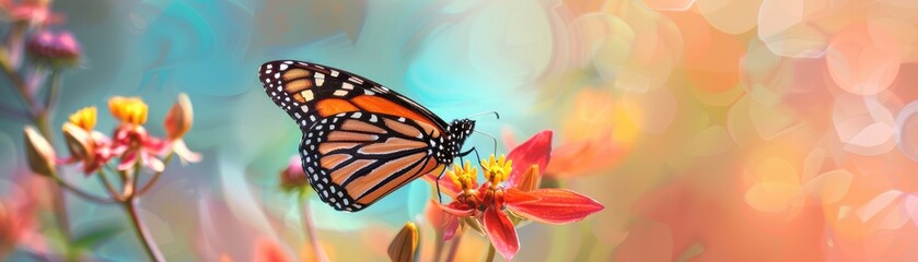 Fototapeta premium A vibrant monarch butterfly 