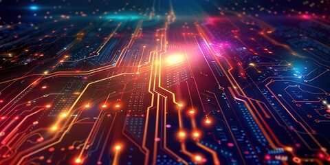Fototapeta premium Abstract Circuit Board Design with Glowing Lines