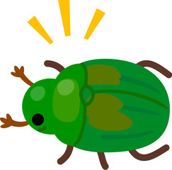 緑色のコガネムシのデフォルメイラスト