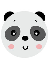 Friendly cute panda face isolated