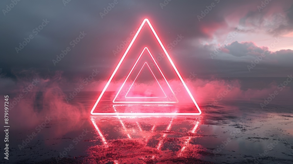 Poster cyber matrix â€“ minimalist neon-lit geometric form in dark atmosphere | futuristic 3d render concep