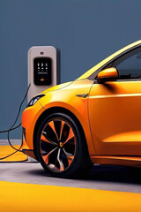 yellow sports electric car charging