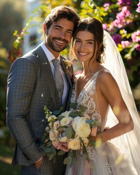 Pareja de novios turcos enamorados en Estambul, Turqu&iacute;a, una foto de boda. Concepto de fotos de bodas al atardecer, cari&ntilde;o  y familia unida.