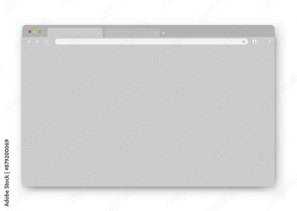 Fototapete The design of the web browser window in light gray on a white background. An empty layout of the website's computer screen with a search bar and buttons. Vector EPS 10.