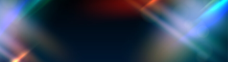 Blurred light flash effect on black background. Vector realistic illustration of old film backdrop, retro photo with damaged surface, sunlight refraction through vintage camera lens, grunge texture