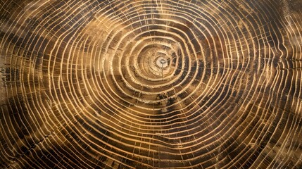 Fototapeta premium Close-Up of Tree Rings Showing Detailed Wood Grain Texture and Growth Patterns 