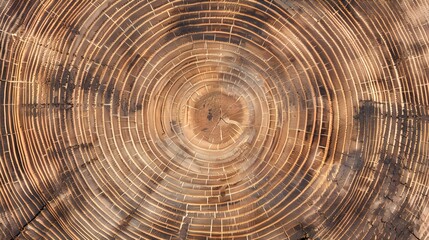 Fototapeta premium Close-Up of Tree Rings Showing Detailed Wood Grain Texture and Growth Patterns 