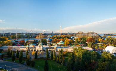 Montreal, Quebec, Canada - October 18 2022 : La Ronde ( The Round ) amusement park main entrance...