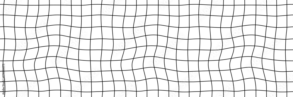 Poster retro distorted grid seamless pattern. black and white geometric mesh background. vector illustratio