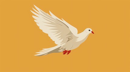 Obraz premium Cartoon dove with a peace banner in a minimal design Stock Photo with copy space