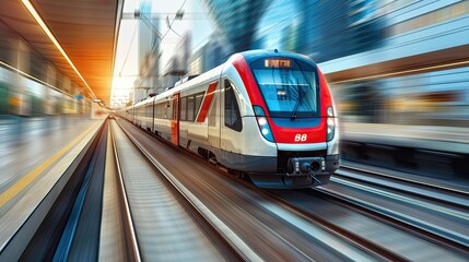 Fototapeta premium Motion blur of fast-moving train