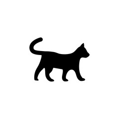 Vector silhouette of the cat, black color, isolated on white background