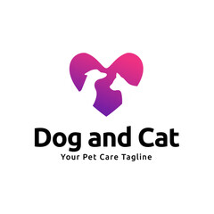Dog and cat logo design. pet care concept element
