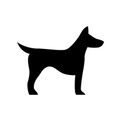 Vector black silhouette of a dog isolated on a white background.
