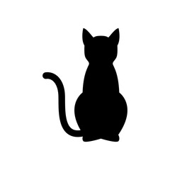 Vector silhouette of the cat, black color, isolated on white background