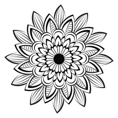 Circular pattern floral ornamental mandala outline for coloring book pages