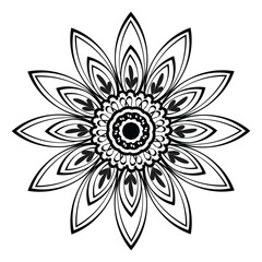 Circular pattern floral ornamental mandala outline for coloring book pages