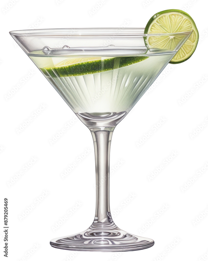 Wall mural PNG Lime gin cocktail martini sketch drink.