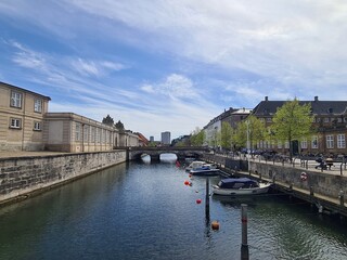 Naklejka premium wonderful area with nice architecture and water around the enter to the Christiansborg in Copenhagen, Denmark